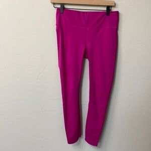 Athleta bright pink perforated crop leggings size xs